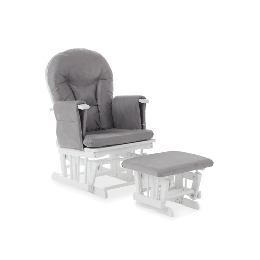 Obaby Reclining Glider Chair & Stool - White/Grey