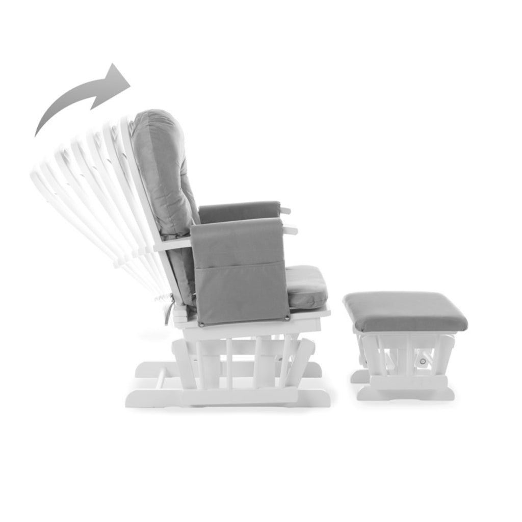Obaby Reclining Glider Chair & Stool - White/Grey