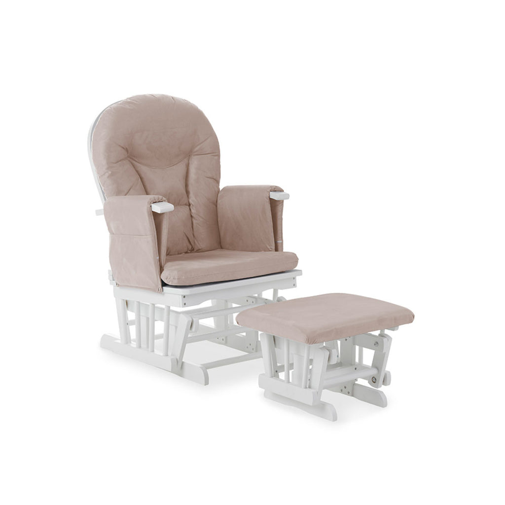 Obaby Reclining Glider Chair & Stool - White/Sand