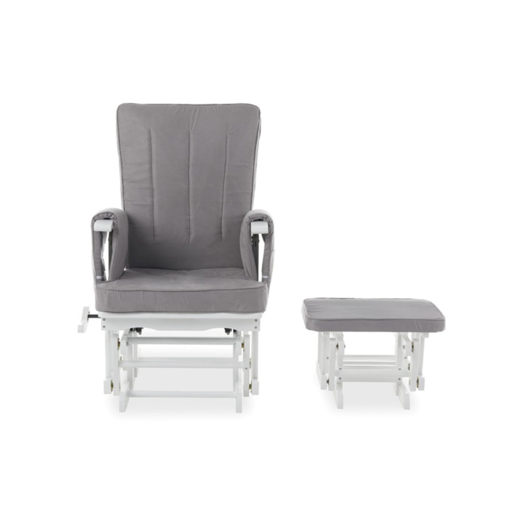 Obaby Deluxe Reclining Glider Chair & Stool - White/Grey
