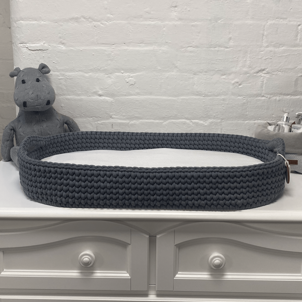 Crochet Changing Basket Bundle - Steel Grey