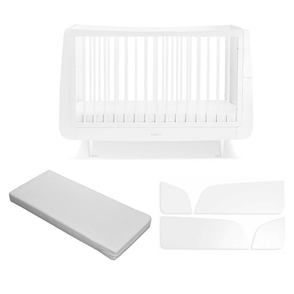 SnuzKot Skandi Cot Bed Bundle - White