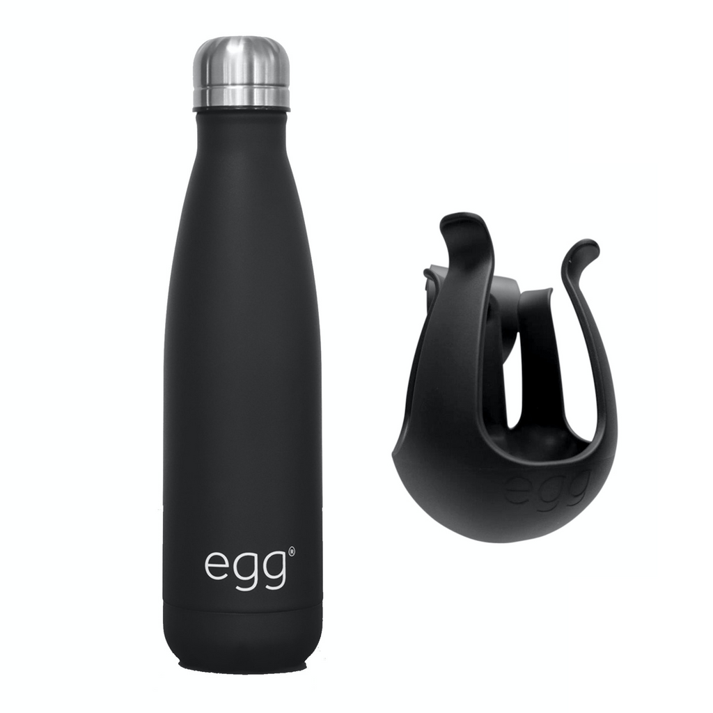 Egg Water Bottle & Cup Holder - Matte Black