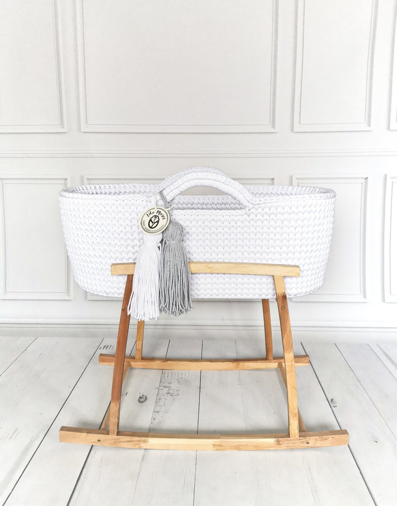 Crochet Moses Basket - Pristine White - Beautiful Bambino