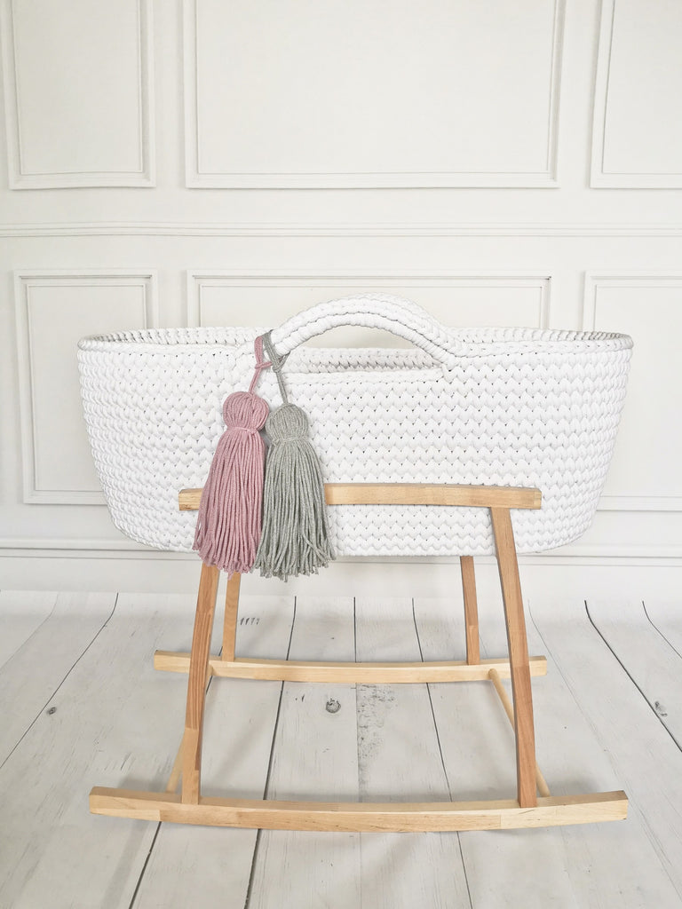 Crochet Moses Basket - Pristine White - Beautiful Bambino