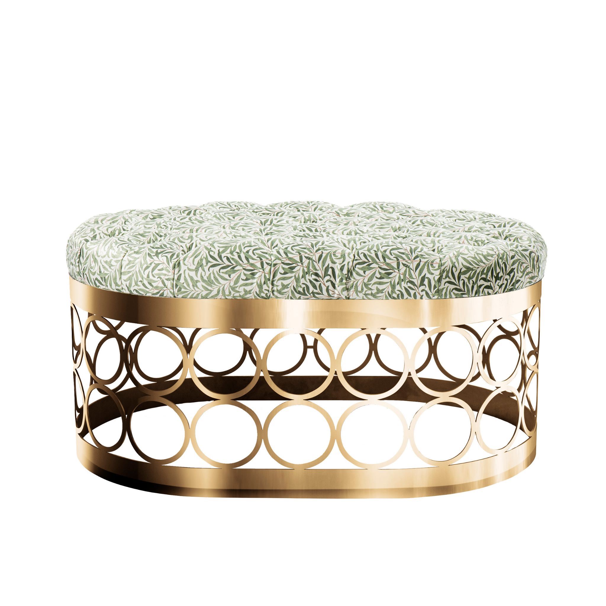 Aristot Oval Tufted Ottoman Willow Boughs