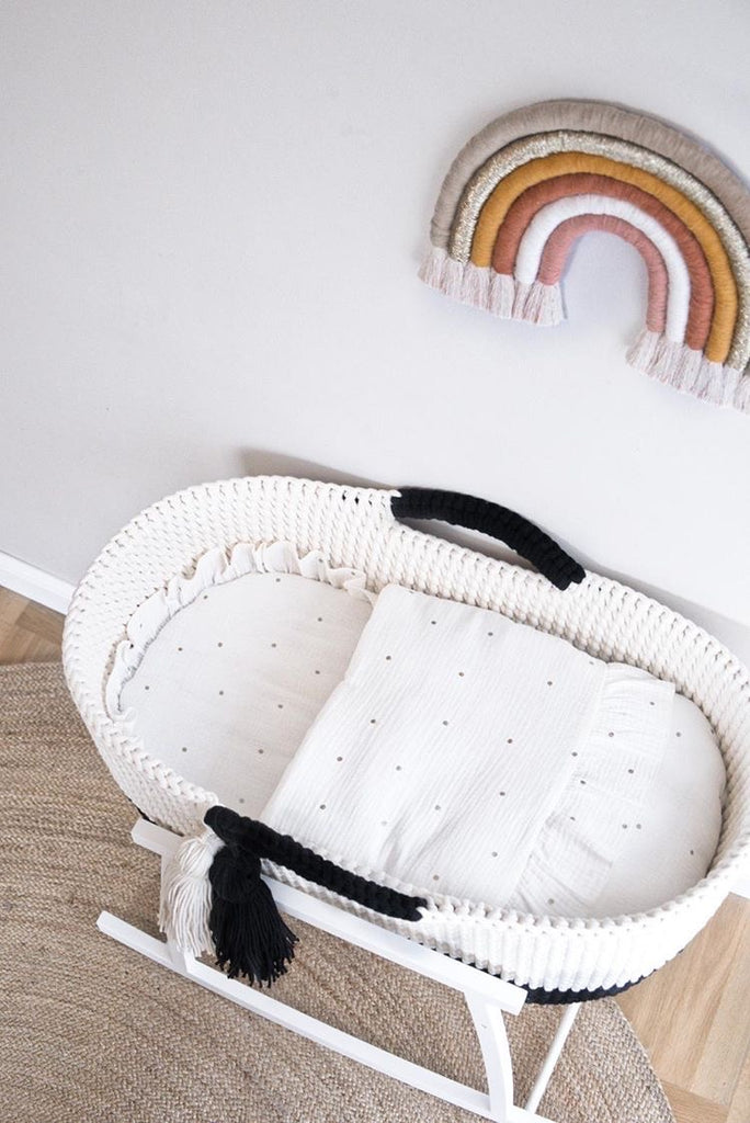 Crochet Moses Basket Two-tone | Black/Cream