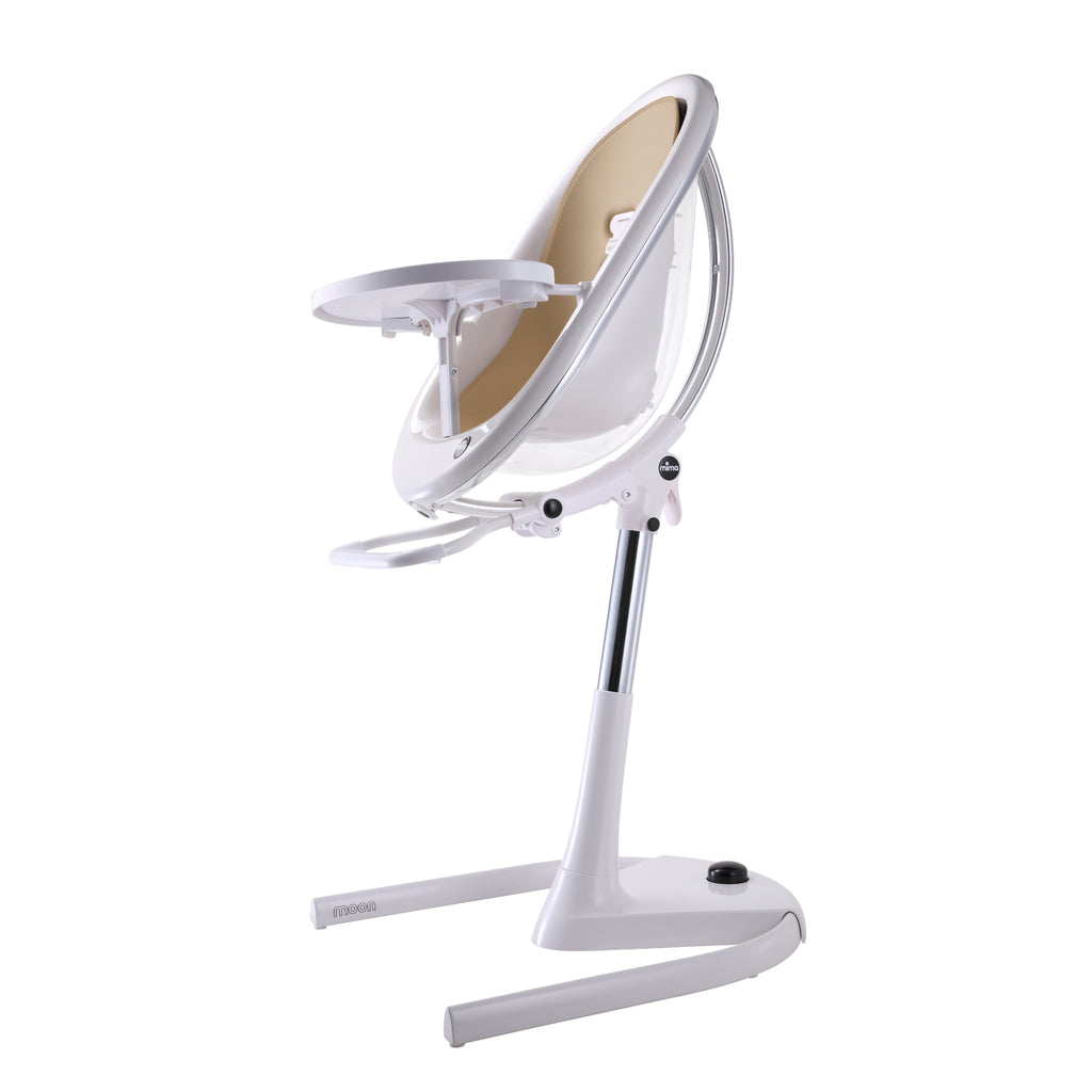 mima moon 3-in-1 Highchair - White & Latte Seat Pod