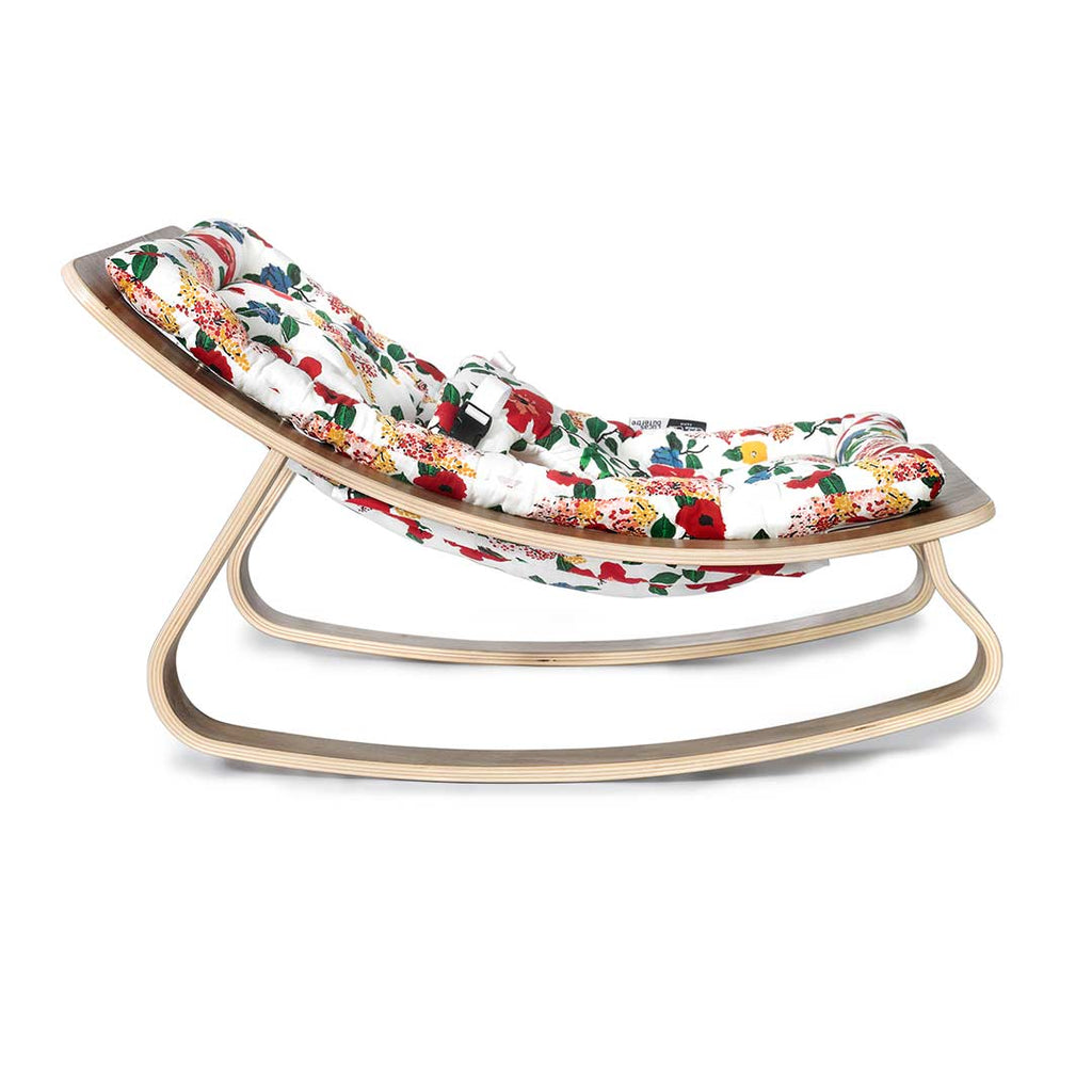 Charlie Crane Levo Baby Rocker - Walnut + Lucas du Tertre Hibiscus