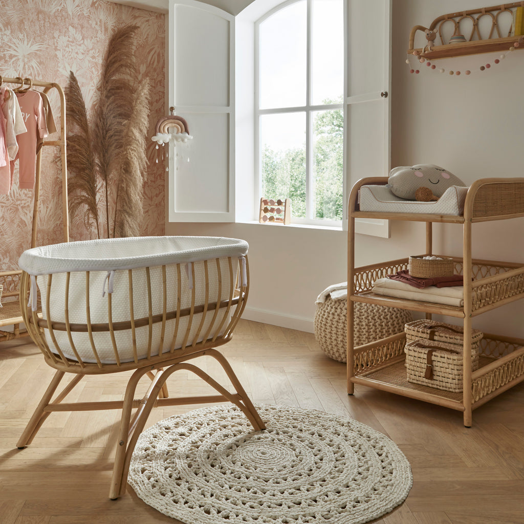 CuddleCo Aria Complete 7 Piece Nursery Furniture Set - Rattan