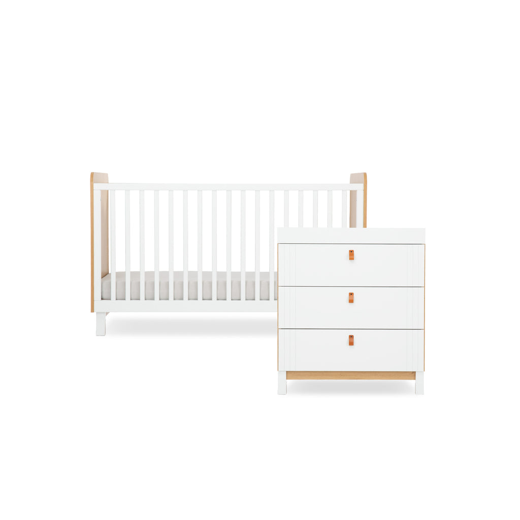 CuddleCo Rafi 2 Piece Nursery Furniture Set - Oak & White