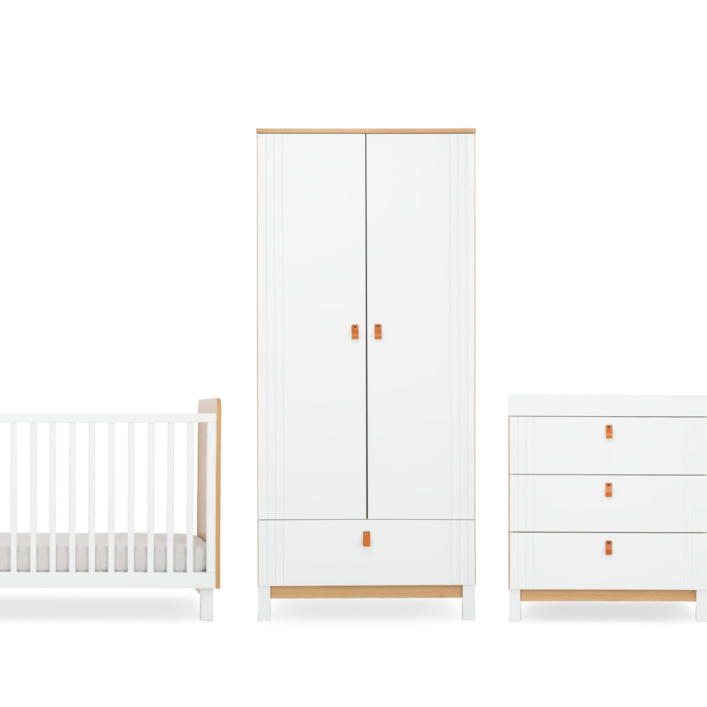 CuddleCo Rafi 3 Piece Nursery Furniture Set - Oak & White