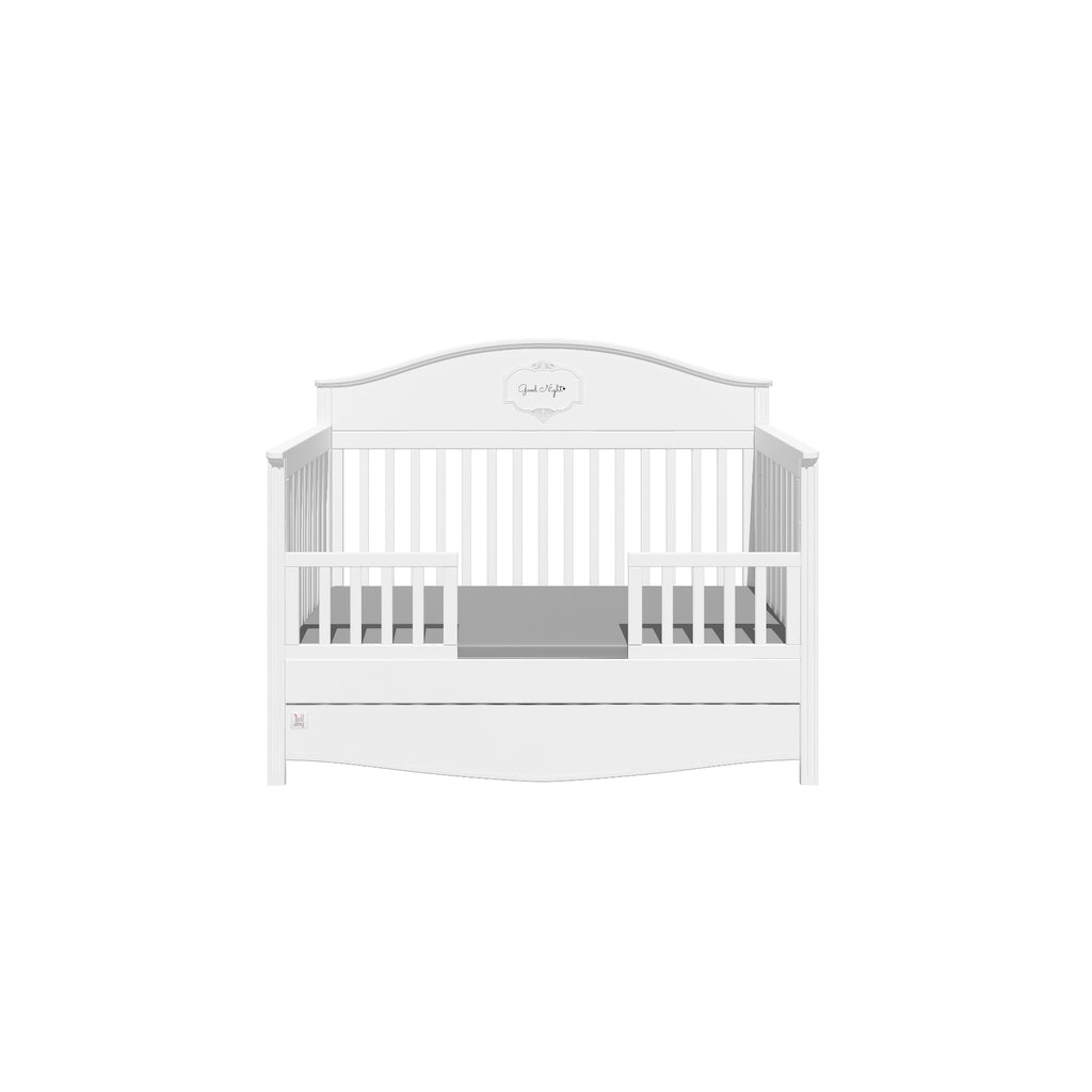 Good Night Cot Bed with Drawer - Snow - Beautiful Bambino