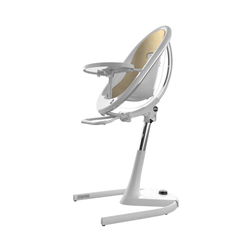 mima moon 3-in-1 Highchair - White & Champagne Seat Pod
