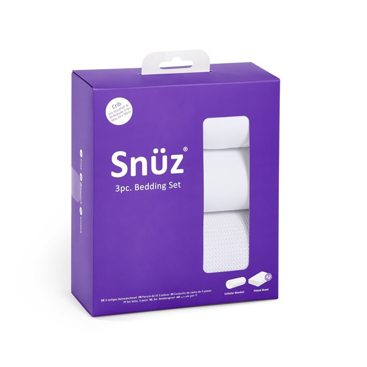 Snuz 3pc Crib Bedding Set - White - Beautiful Bambino
