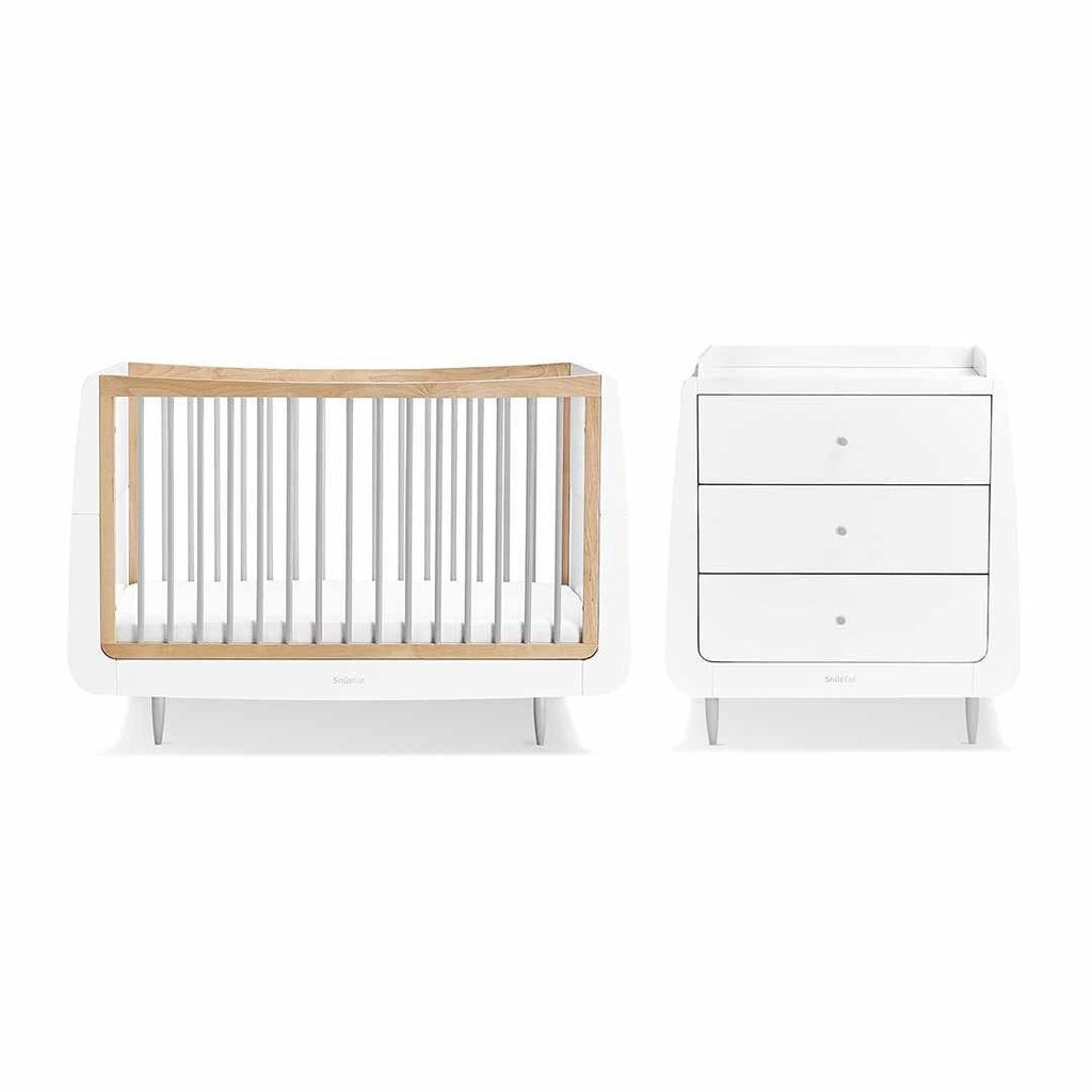 SnuzKot Skandi 2 Piece Nursery Furniture Set - Grey - Beautiful Bambino