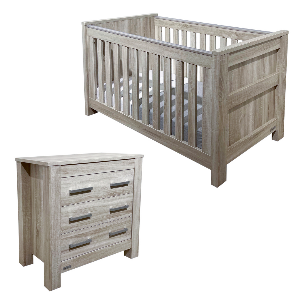 BabyStyle Bordeaux Cot Bed & Dresser - Ash - Beautiful Bambino