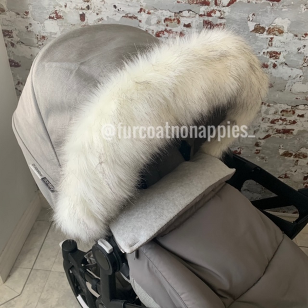 Luxury Pram Hood Fur Trim Alsatian Beautiful Bambino