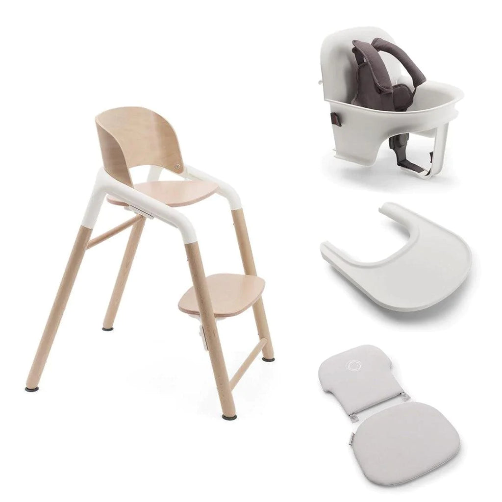 Bugaboo Giraffe Highchair + Complete Baby Set - Wood/White