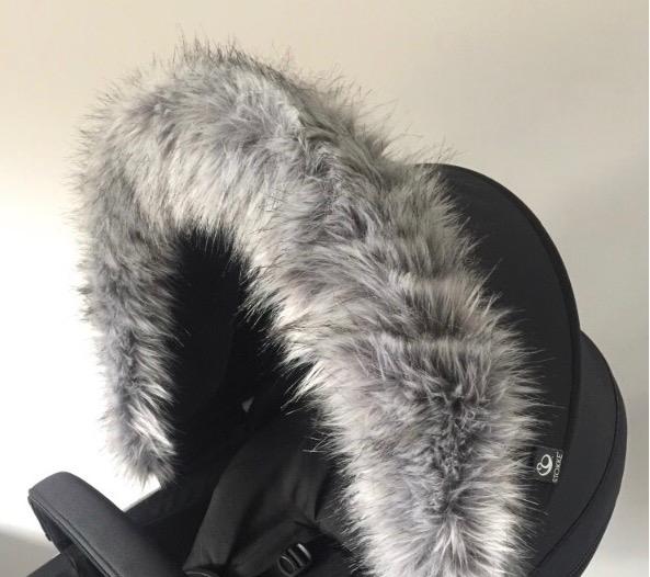 Luxury Pram Hood Fur Trim - Husky