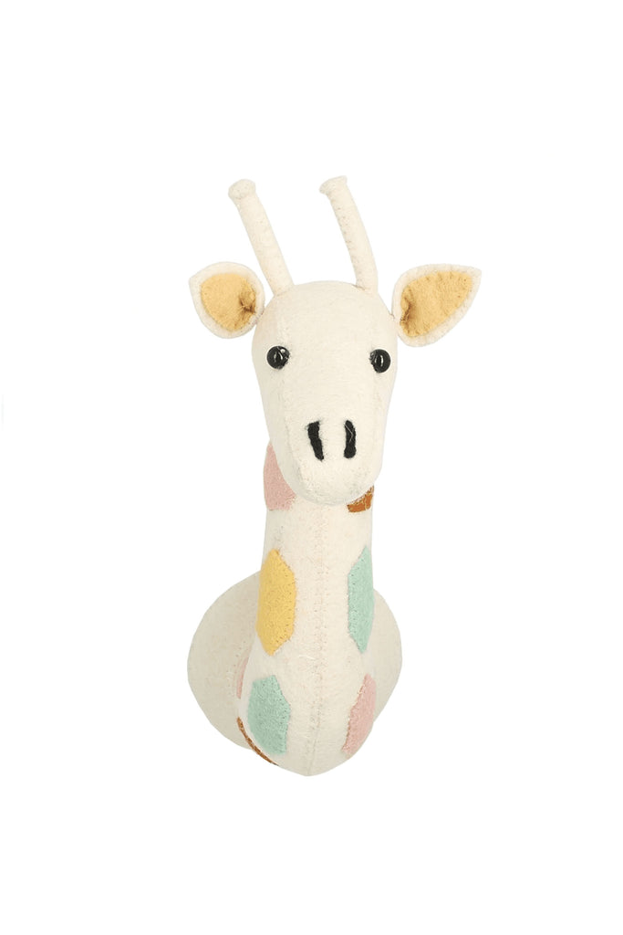 Fiona Walker Natural Pastel Giraffe Mini Felt Animal Wall Head - Beautiful Bambino