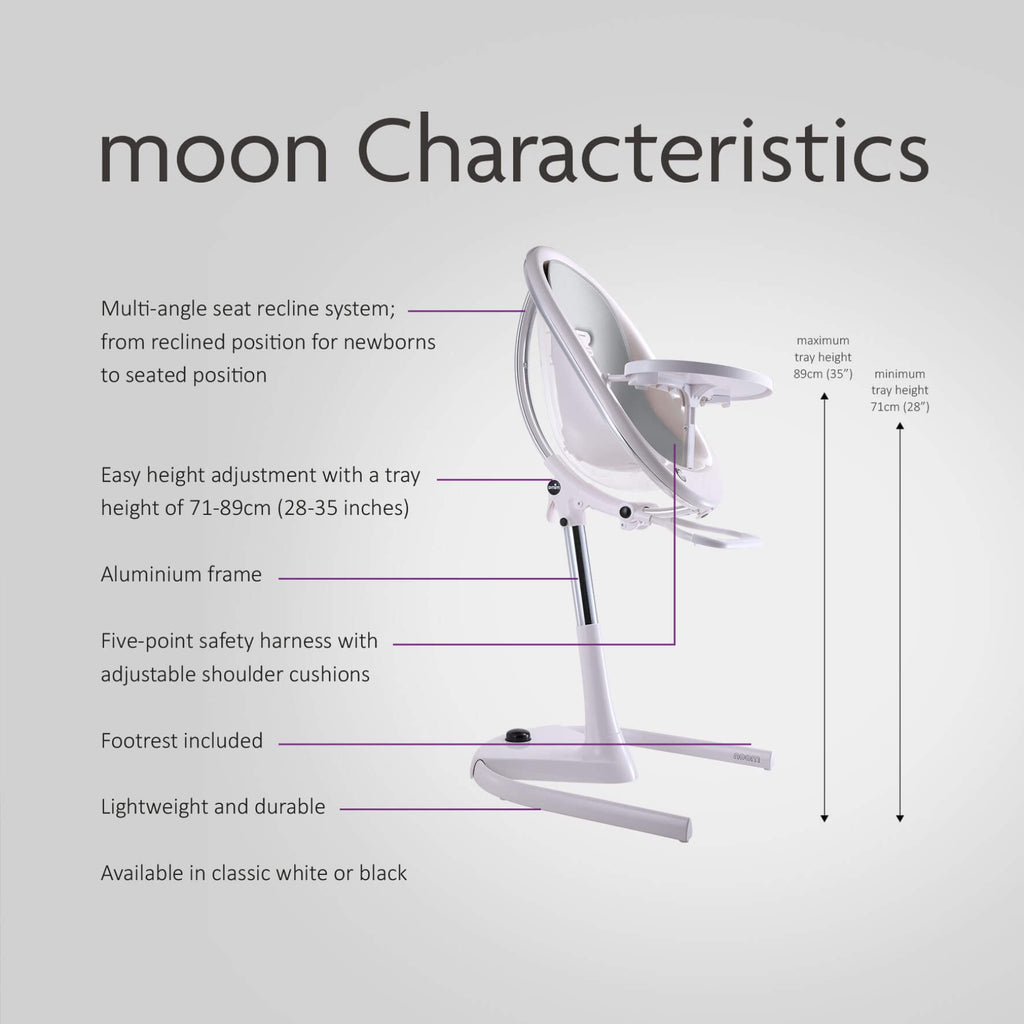 mima moon 3-in-1 Highchair - White & Camel Seat Pod