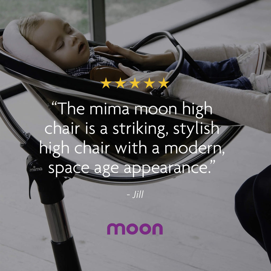 mima moon 3-in-1 Highchair - Black & Snow White Seat Pod