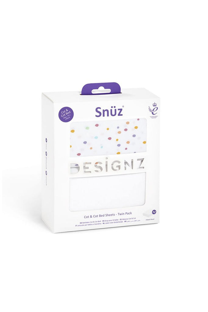 Snüz Cot & Cot Bed 2 Pack Fitted Sheet – Colour Spots - Beautiful Bambino